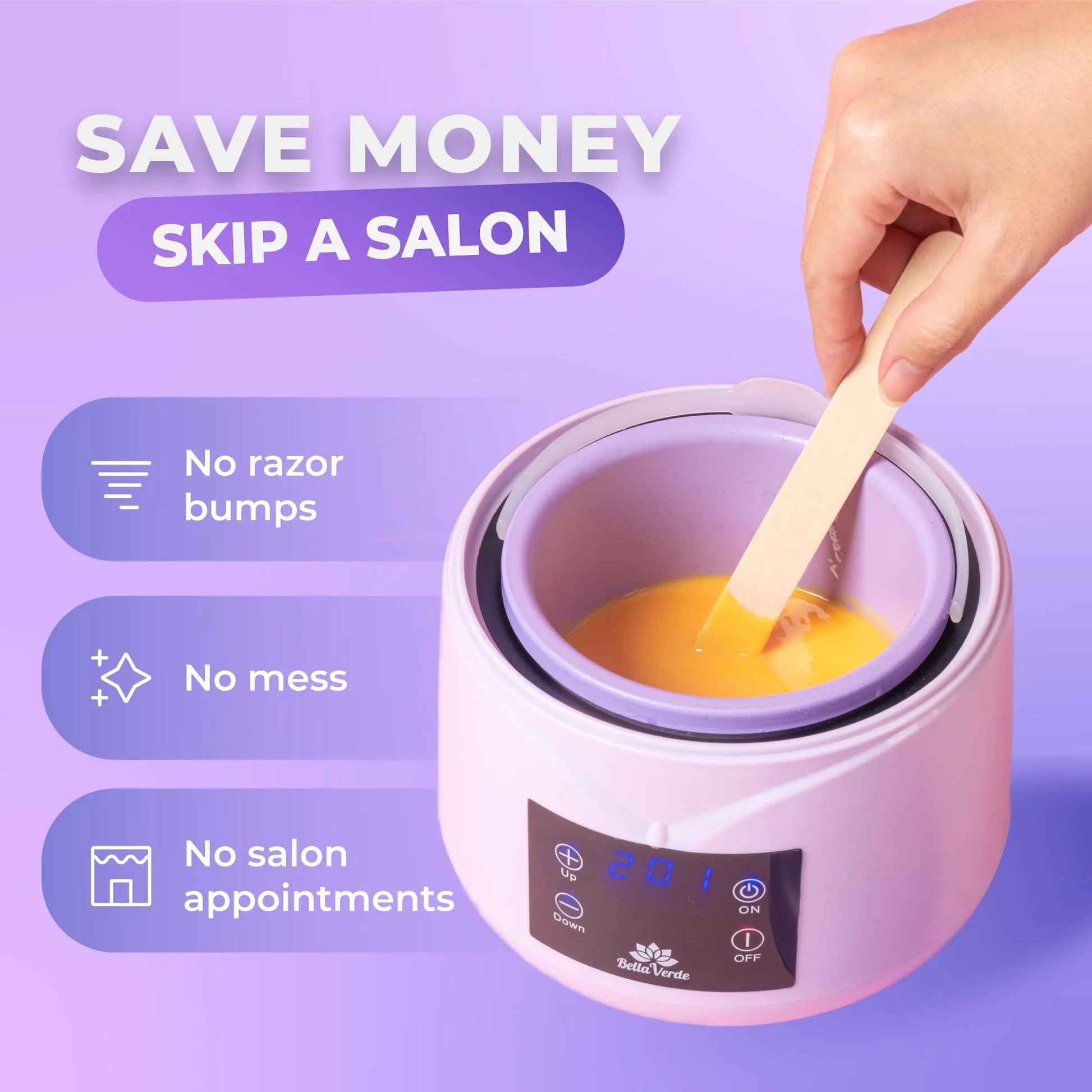 Waxing Kit for Women Men Hard Wax Kit for Hair Removal Wax Warmer Kit Purple