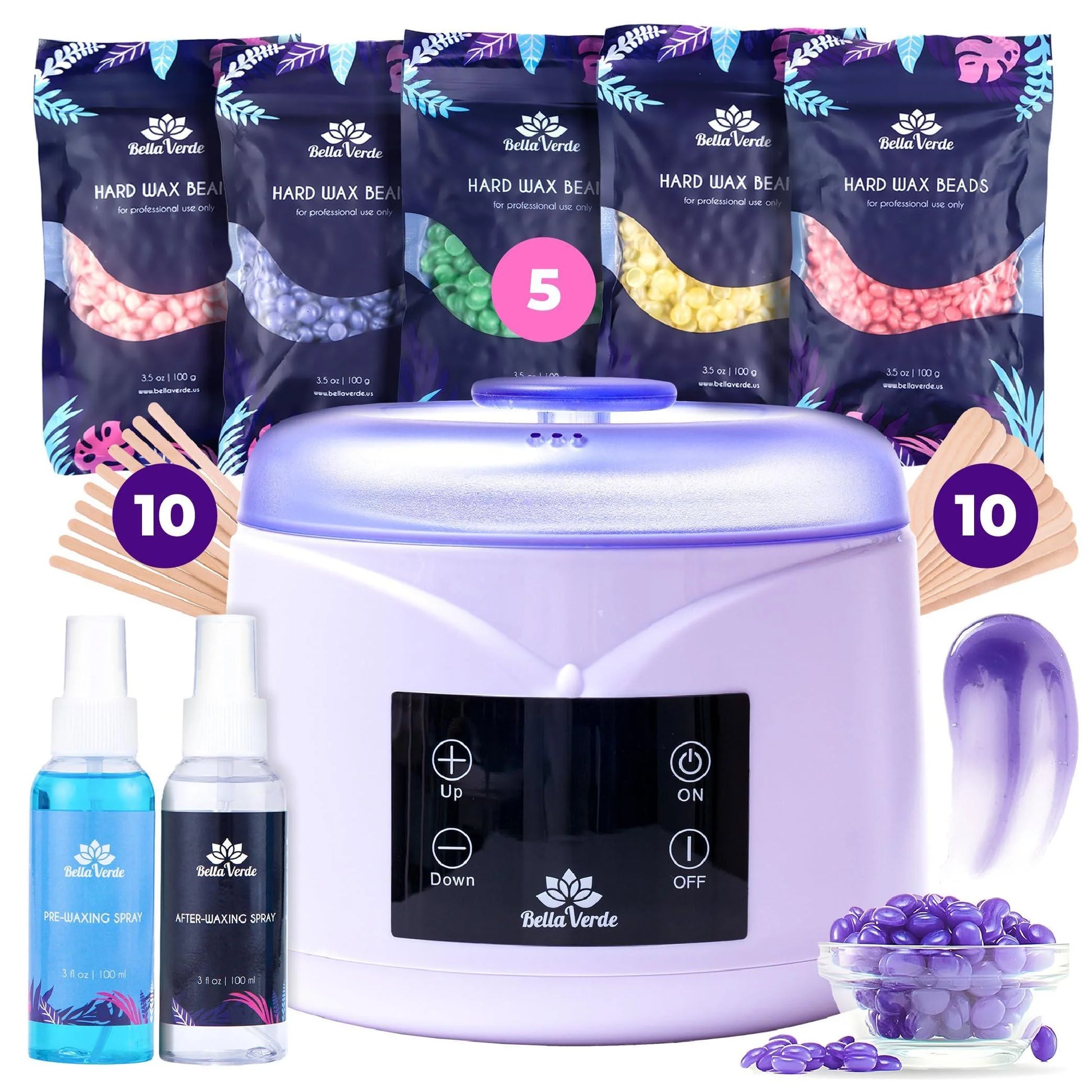 Waxing Kit for Women Men Hard Wax Kit for Hair Removal Wax Warmer Kit Purple